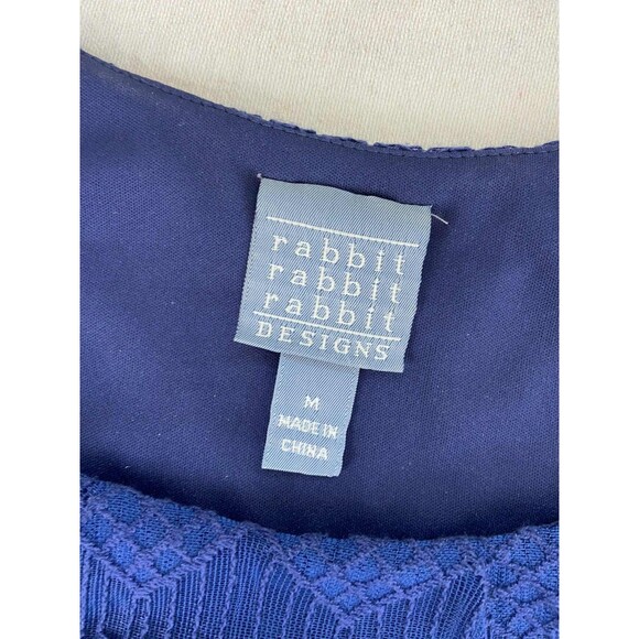 Rabbit Rabbit Rabbit Size M Blue Lace Overlay Dress Wedding Guest Stretch Party - Picture 3 of 8